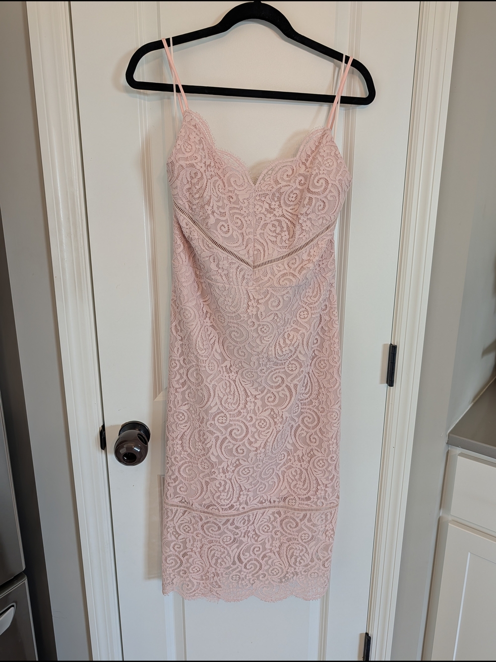 Express - Blush Pink Lace Midi Dress